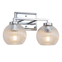 Golden 3094-BA2 CH-RIB - Yep by Golden Lighting Elliott 2-light Vanity in Chrome and Clear Ribbed Glass